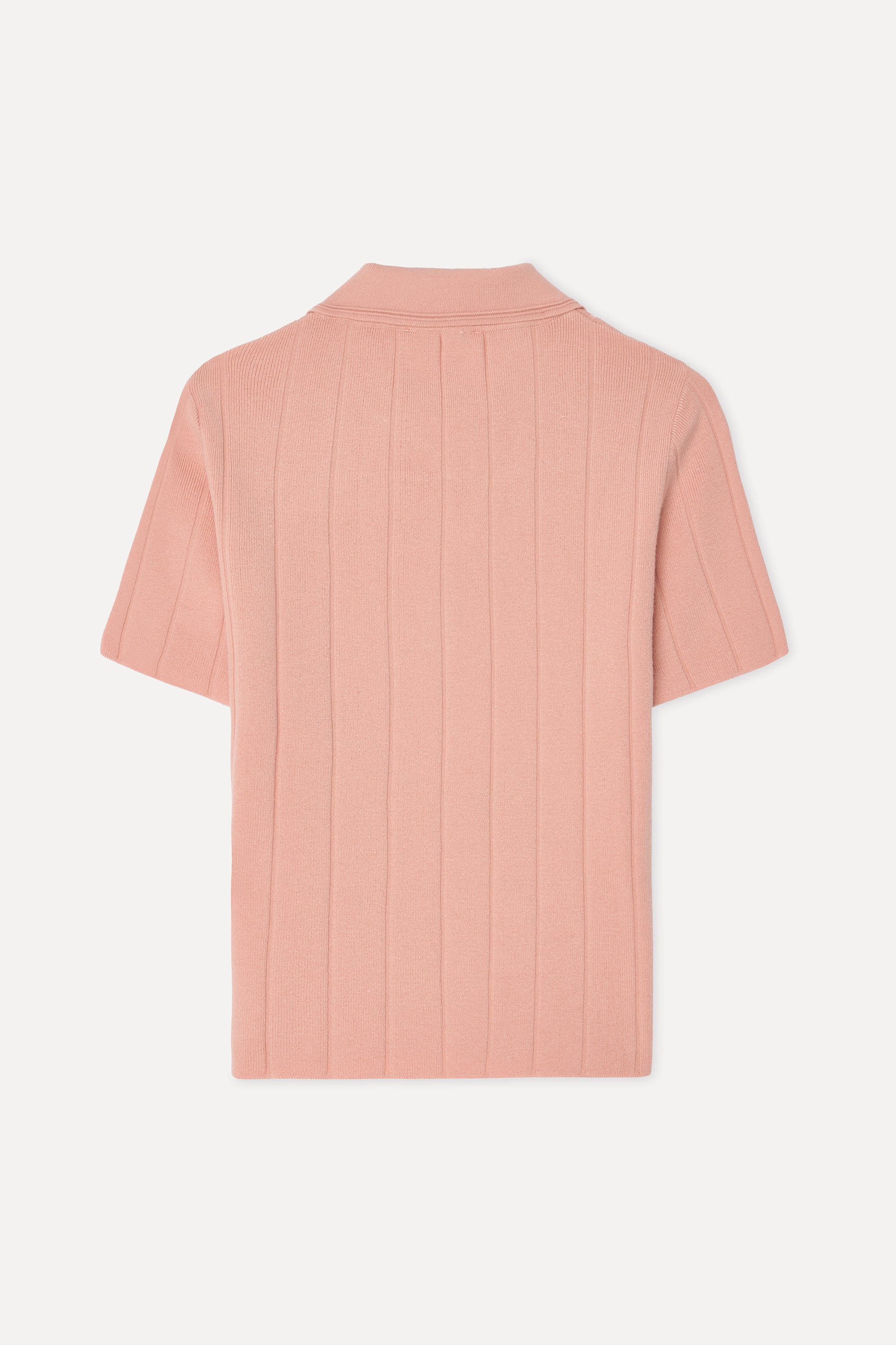 Kadın Pembe Polo Yaka Kısa Kollu Triko Kazak