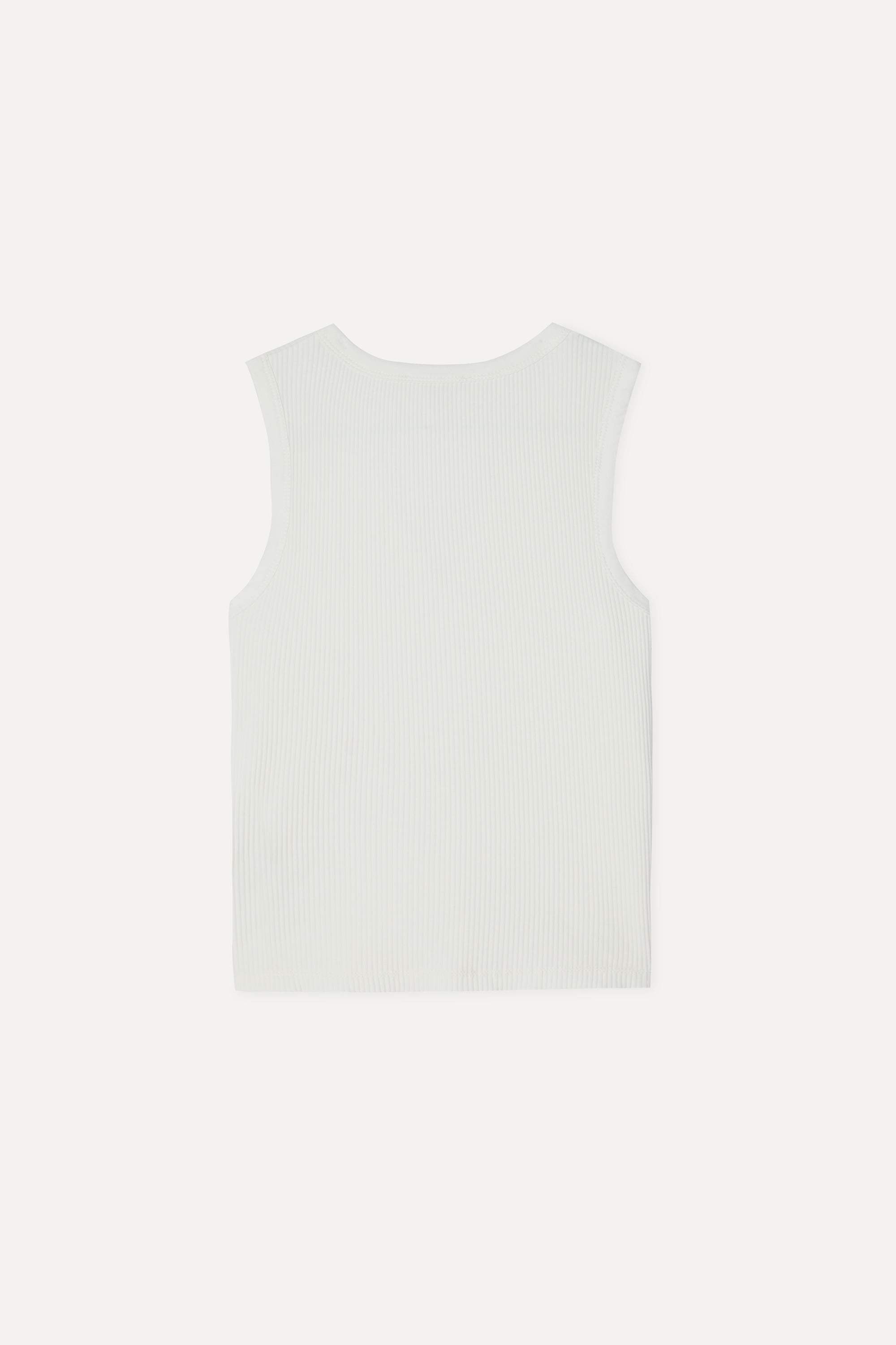 Kadın Ekru Fitted V Yaka Kolsuz T-Shirt