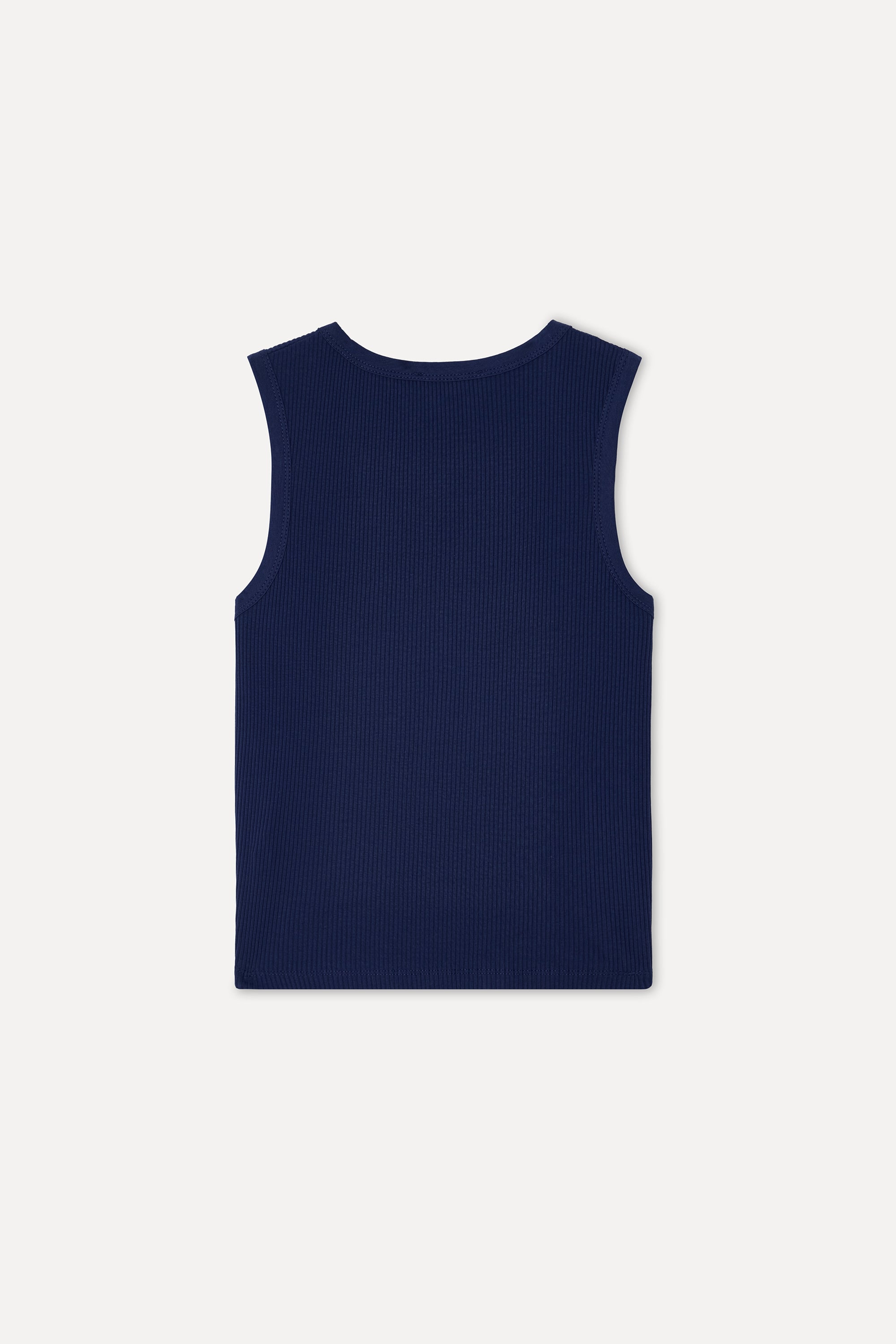 Kadın Lacivert Fitted V Yaka Kolsuz T-Shirt
