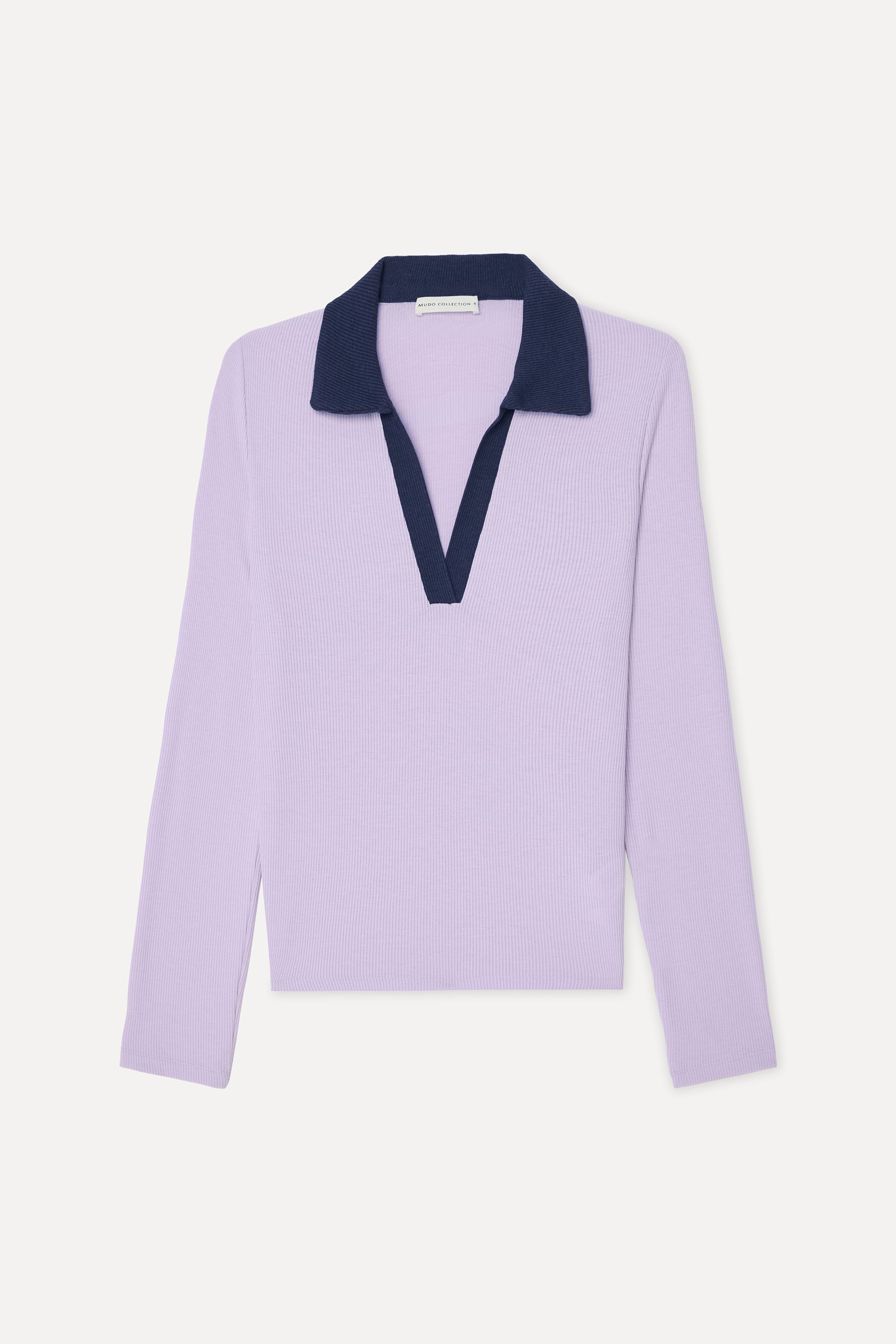 Kadın Lila Fitted Polo Yaka Uzun Kollu Bluz