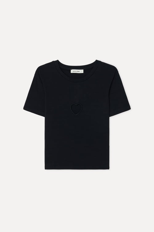 Kadın Siyah Fitted Bisiklet Yaka T-Shirt