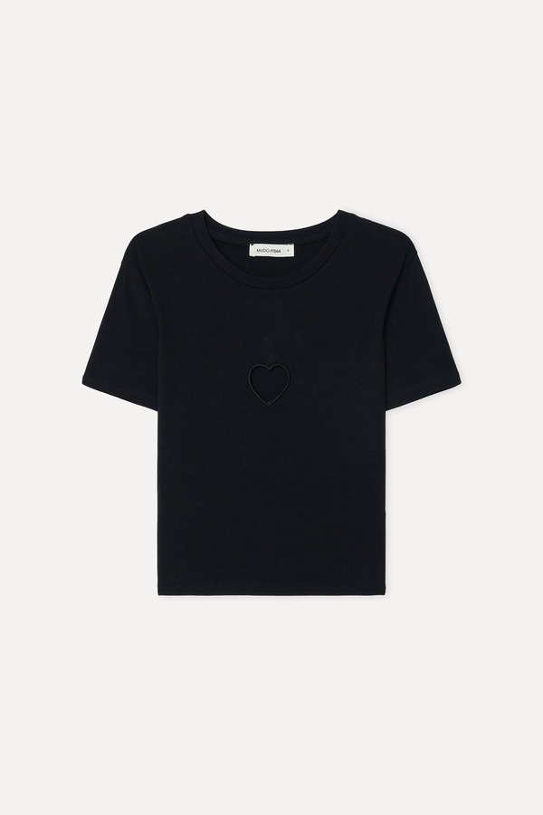 Kadın Siyah Fitted Bisiklet Yaka T-Shirt