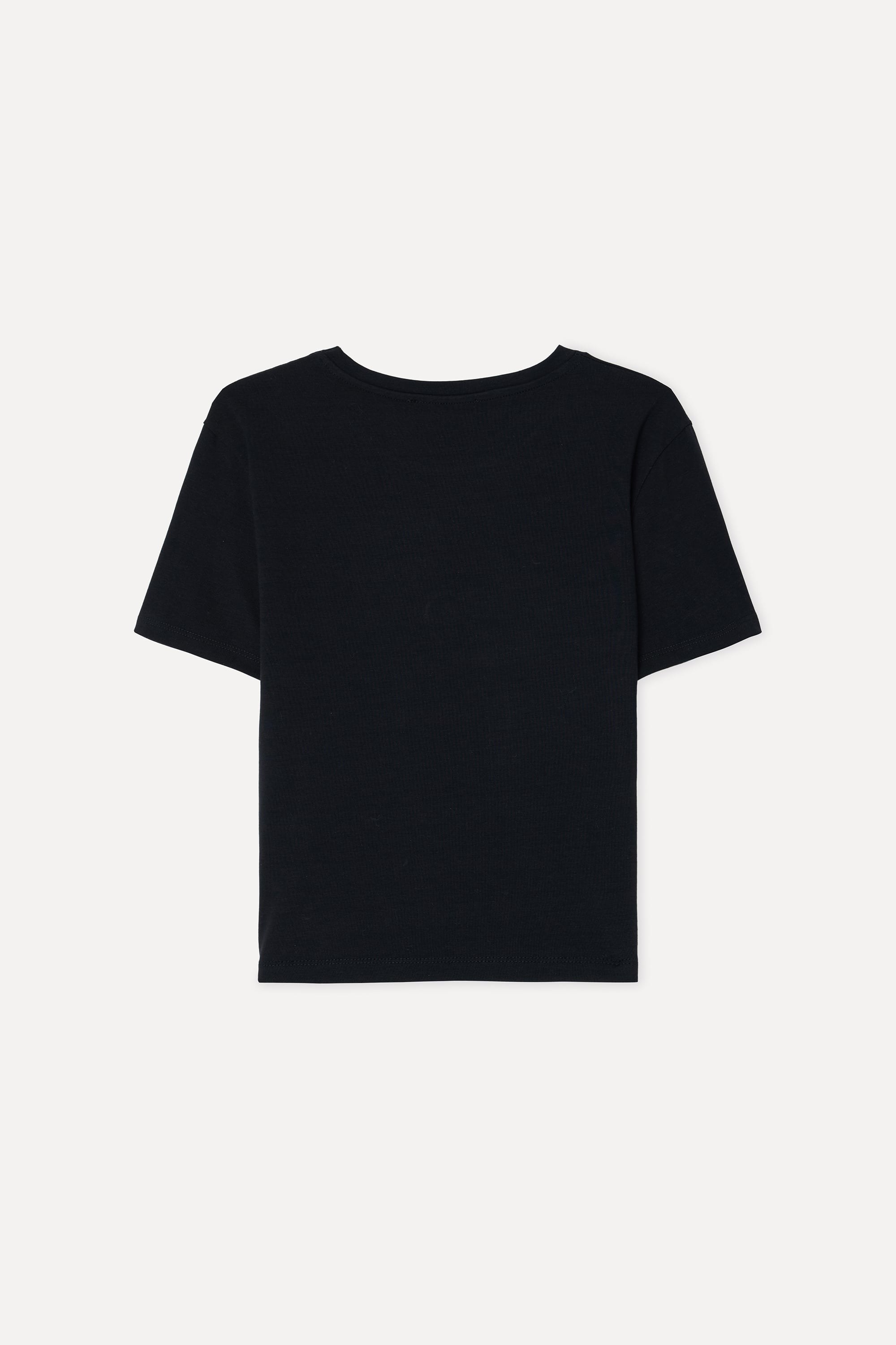 Kadın Siyah Fitted Bisiklet Yaka T-Shirt