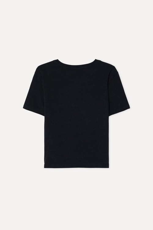 Kadın Siyah Fitted Bisiklet Yaka T-Shirt