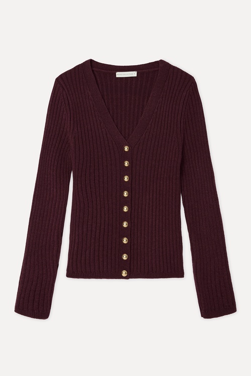 Kadın Bordo Fitted V Yaka Hırka
