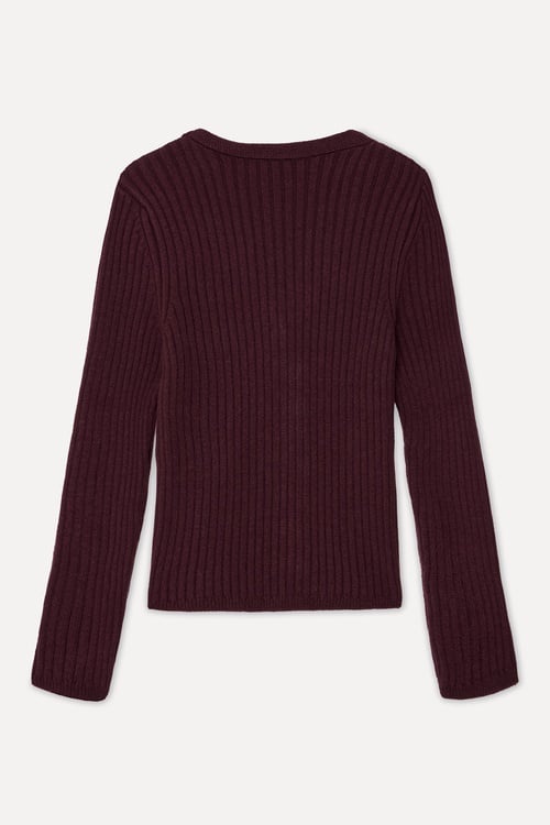  Kadın Bordo Fitted V Yaka Hırka