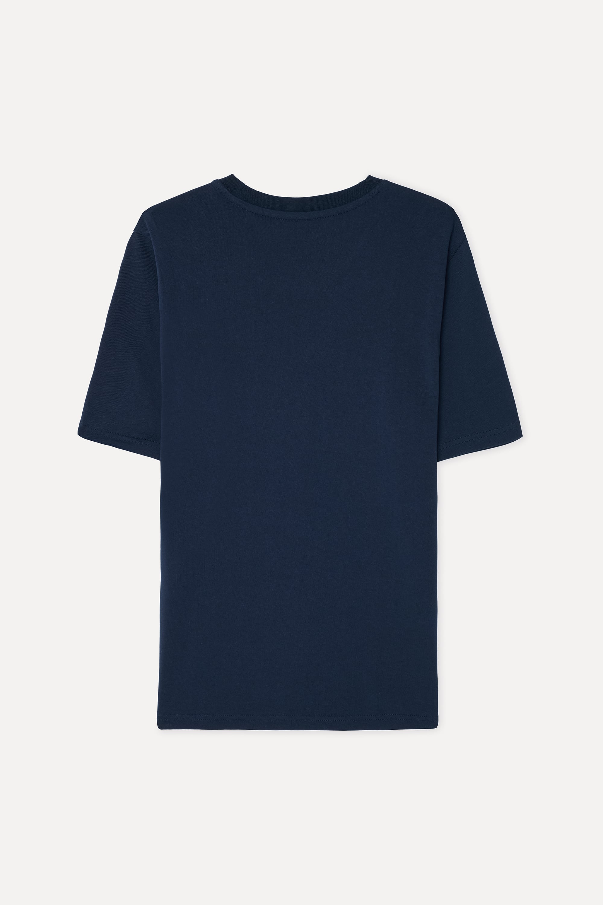 Erkek Mavi Bisiklet Yaka T-Shirt