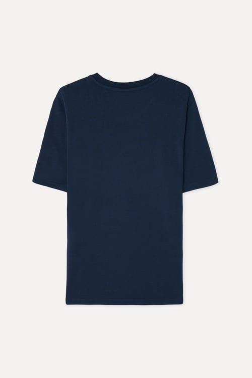 Erkek Mavi Bisiklet Yaka T-Shirt