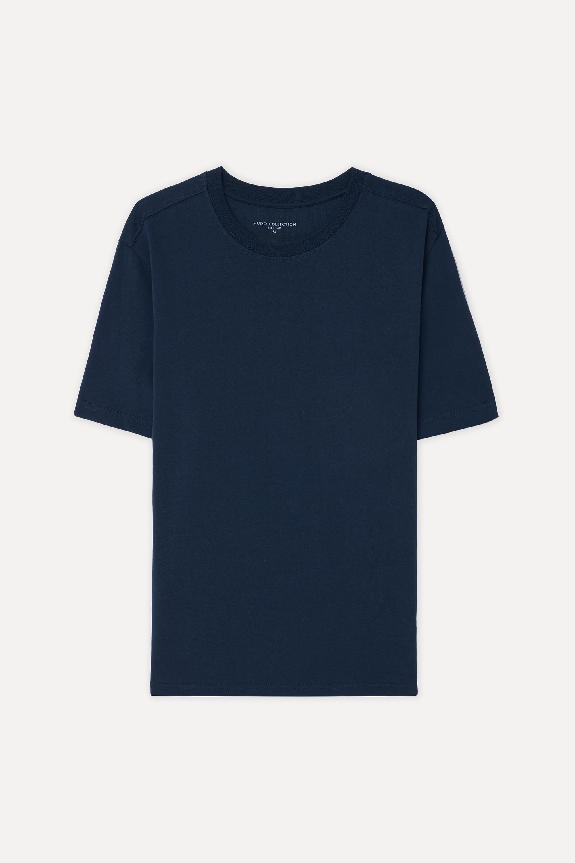Erkek Mavi Bisiklet Yaka T-Shirt