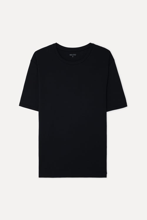 Erkek Siyah Bisiklet Yaka T-Shirt