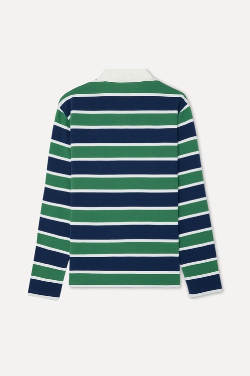 Erkek Lacivert Çizgili Comfort Fit Polo Yaka Sweatshirt