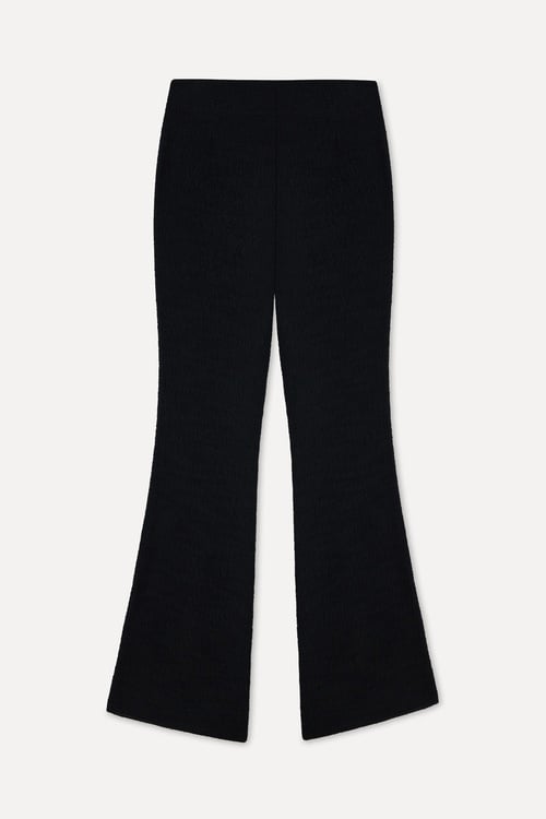 Kadın Siyah Flare Fit Örme Pantolon