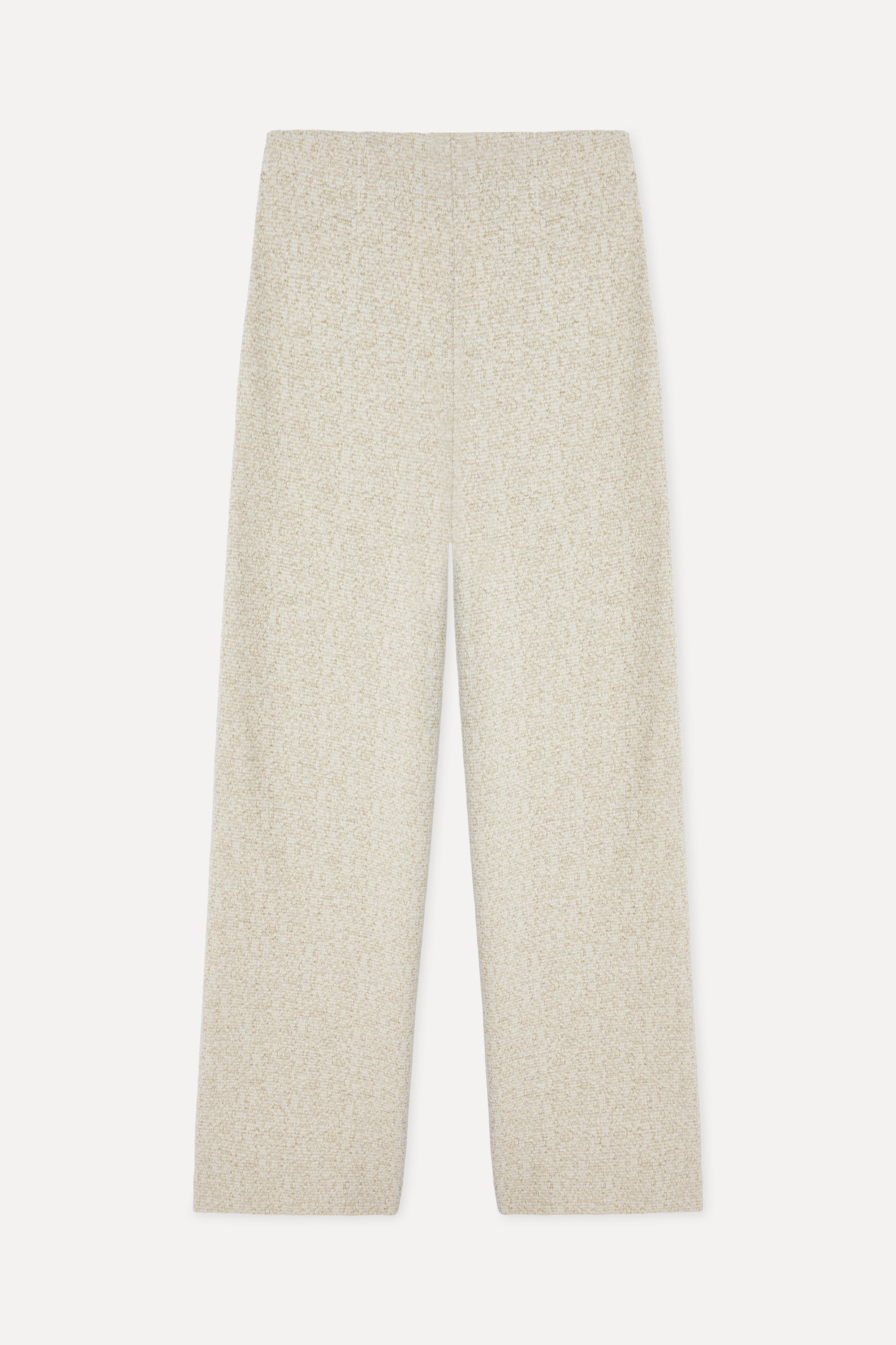 Kadın Ekru Cep Görünümlü Wide Leg Örme Pantolon