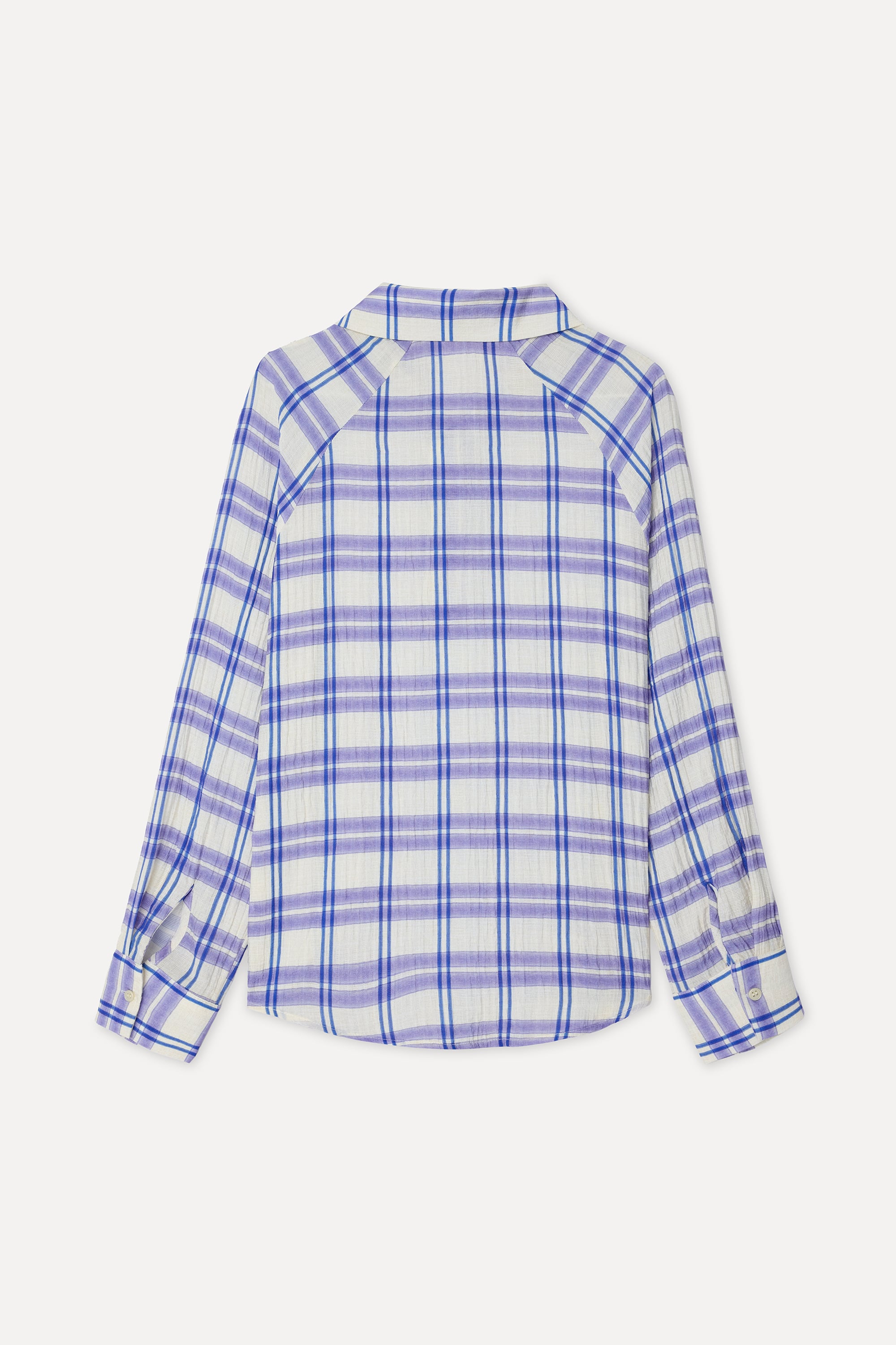 Kadın Kırık Beyaz Ekoseli Loose Fit Uzun Kollu Bluz