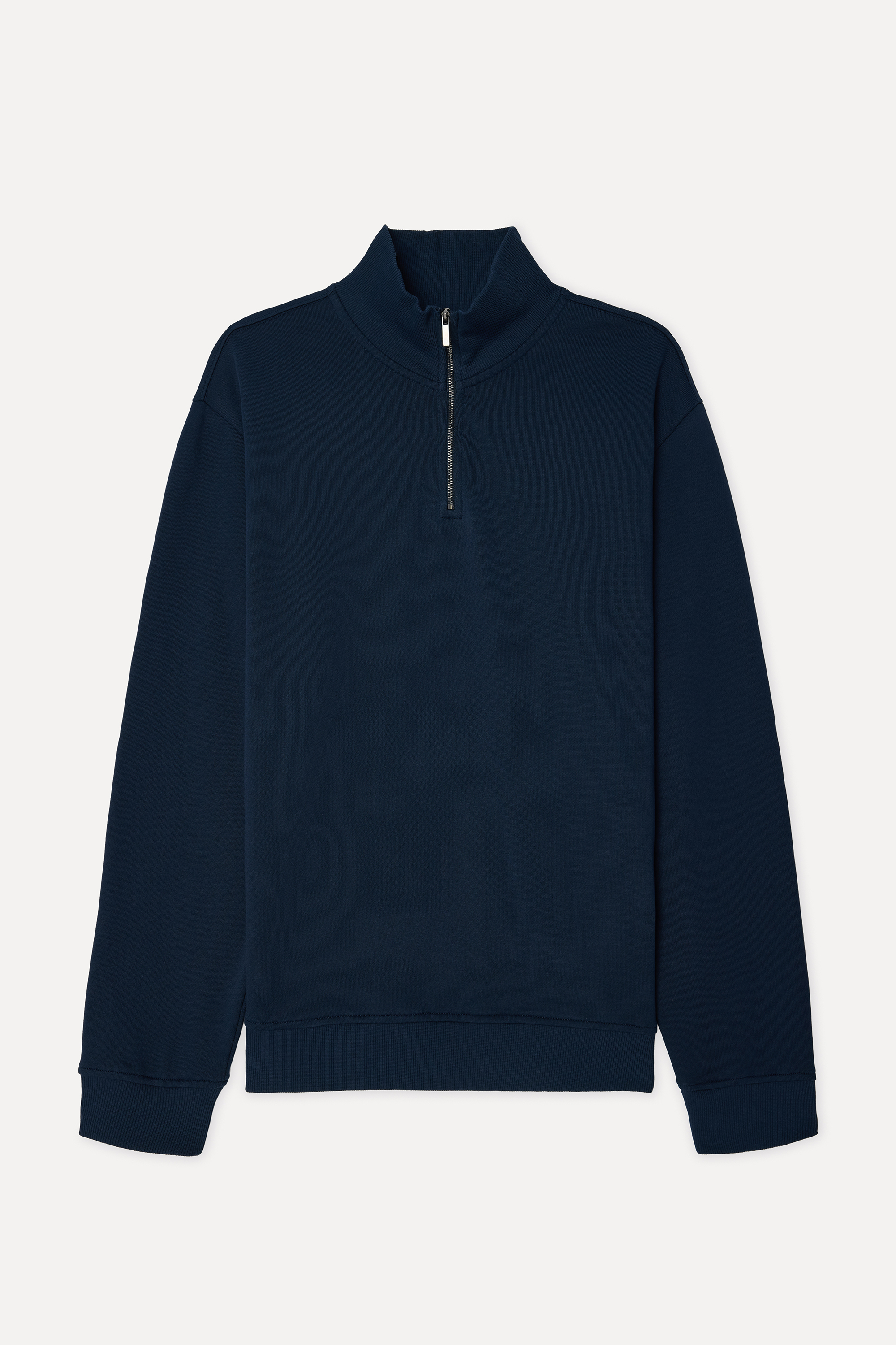 Erkek Lacivert Comfort Fit Fermuarlı Dik Yaka Sweatshirt