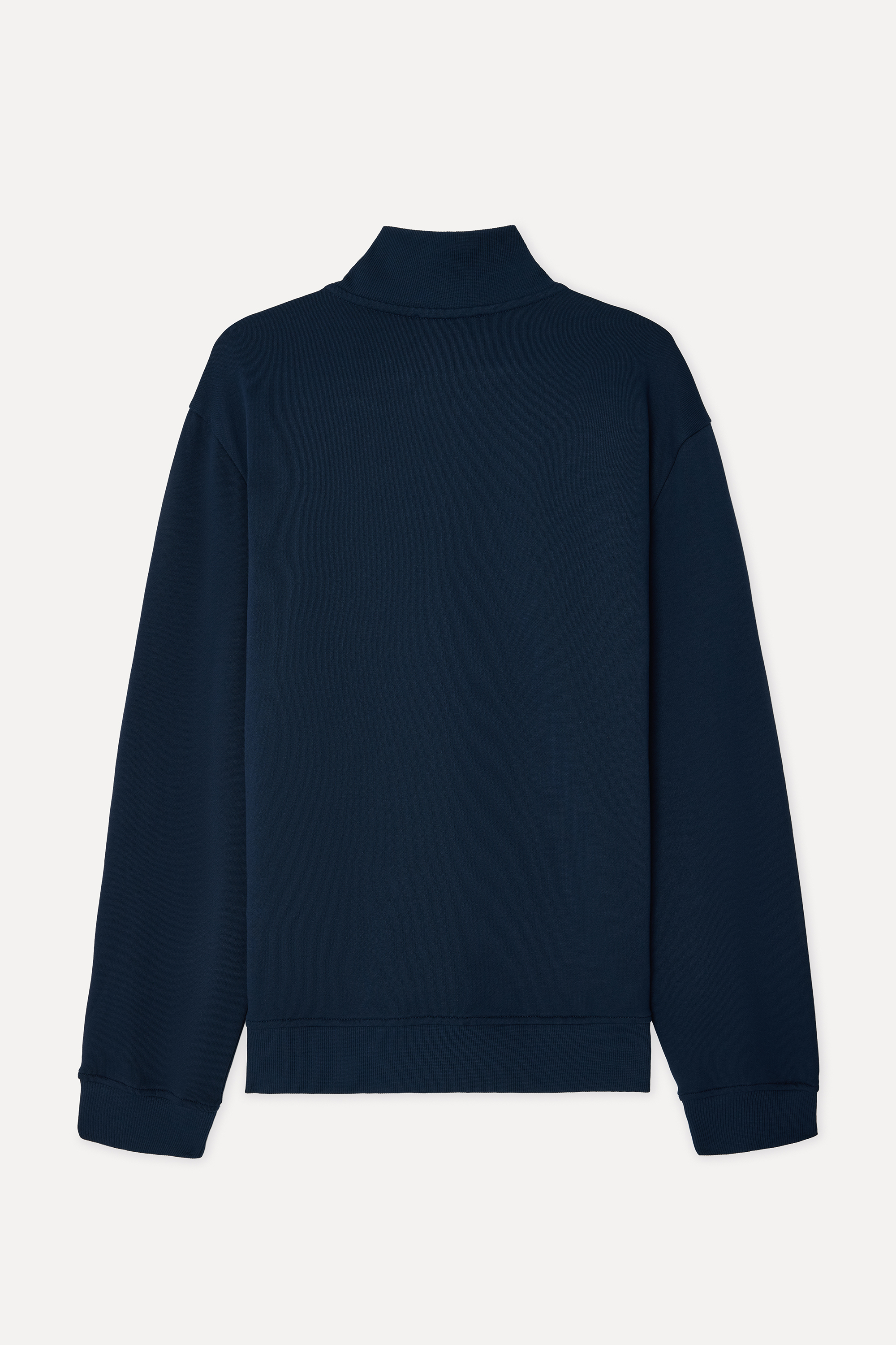 Erkek Lacivert Comfort Fit Fermuarlı Dik Yaka Sweatshirt