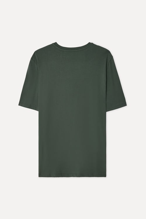 Erkek Haki Baskılı Bisiklet Yaka T-Shirt