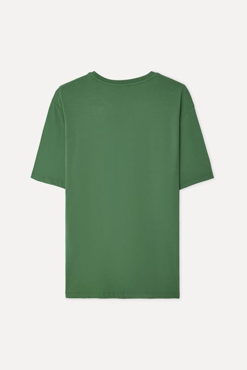 Erkek Yeşil Baskılı Bisiklet Yaka T-Shirt