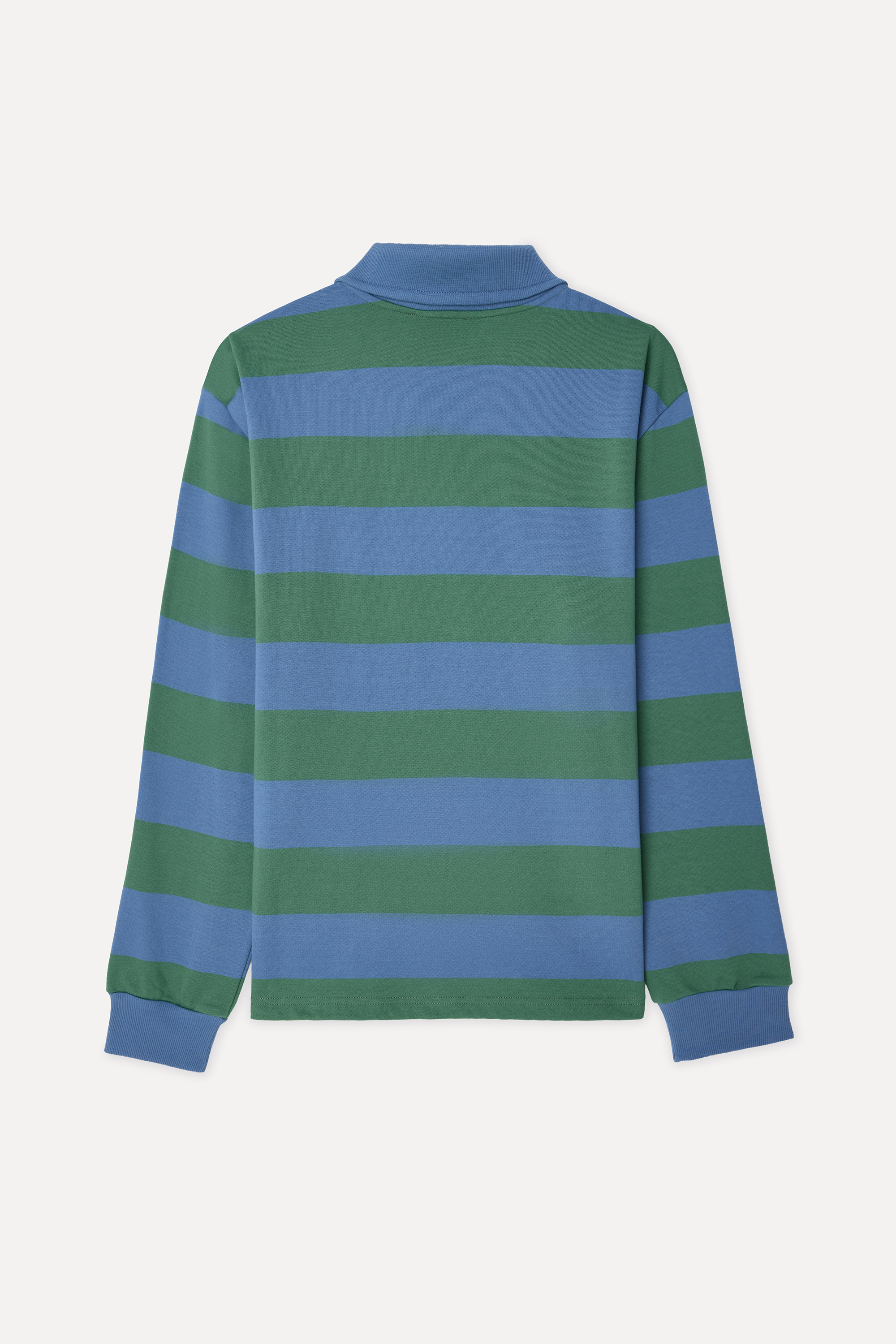 Erkek Mavi Çizgili Comfort Fit Polo Yaka Sweatshirt