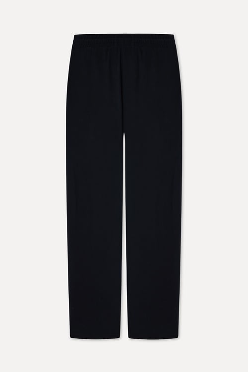  Erkek Siyah Straight Fit Beli Bağlamalı Pantolon