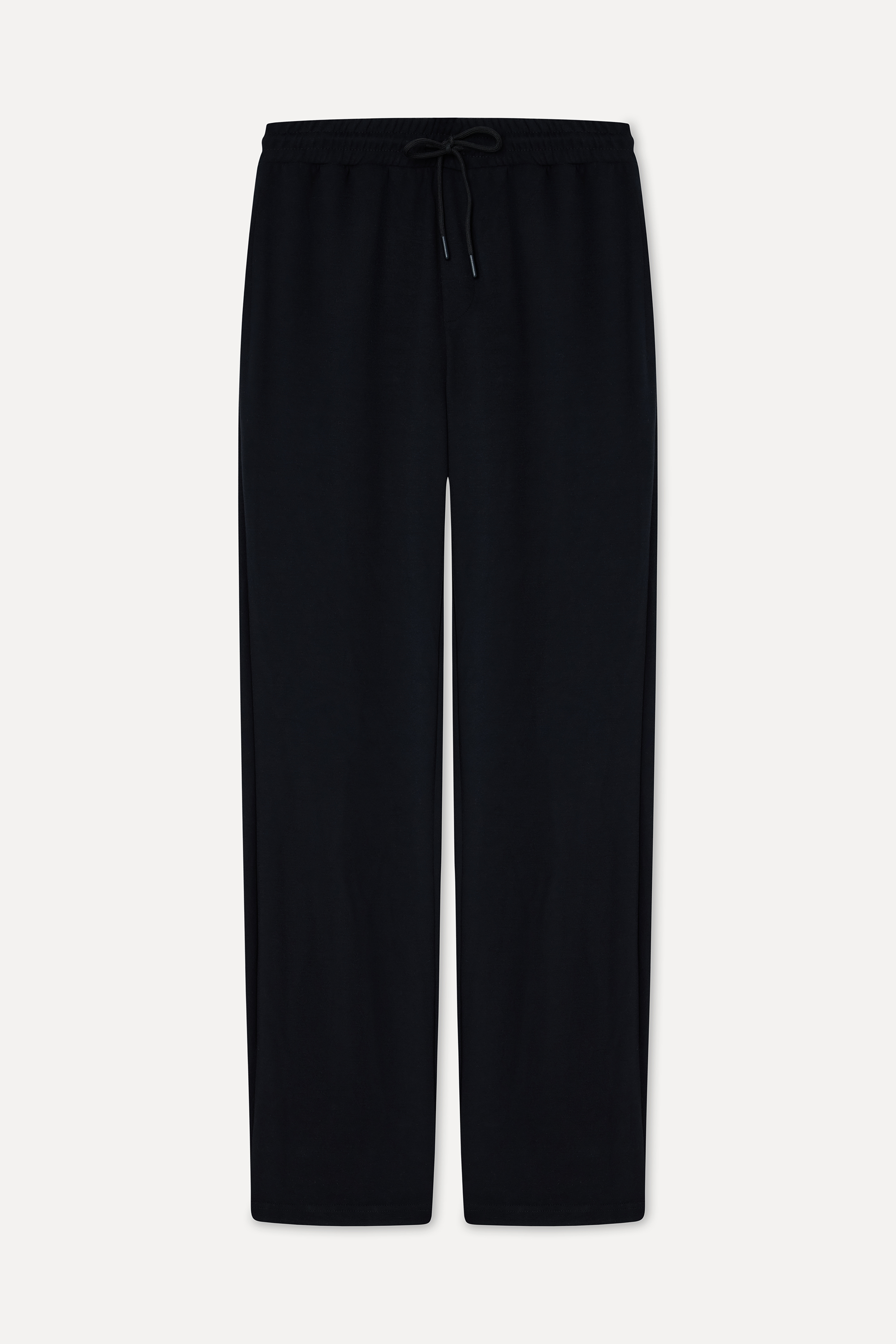 Erkek Siyah Straight Fit Beli Bağlamalı Pantolon