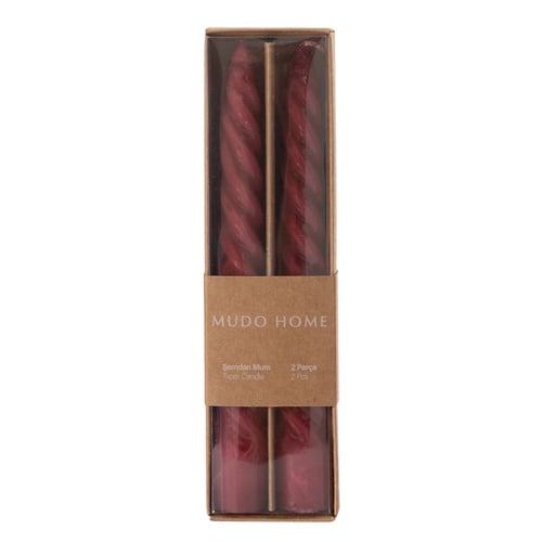 2Lİ BURGULU ŞAMDAN MUM BORDO 18CM