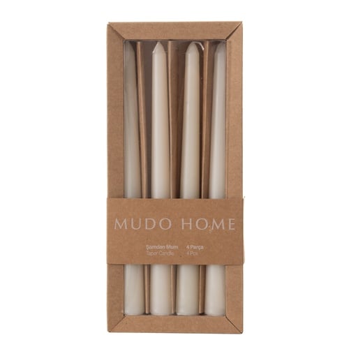 4LÜ ŞAMDAN MUM KREM 25CM