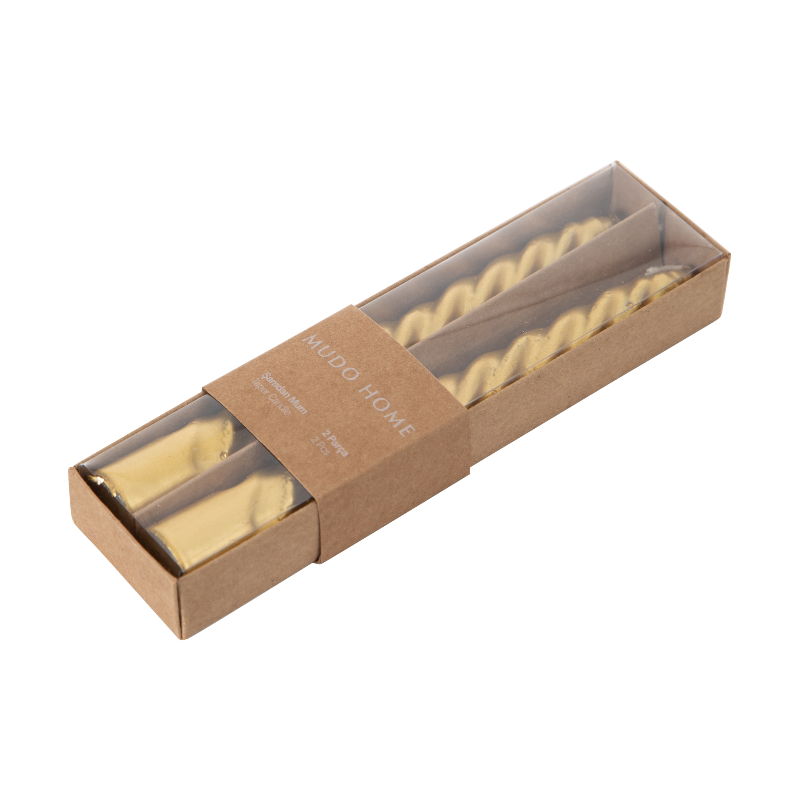 2Lİ BURGULU ŞAMDAN MUM GOLD 18CM