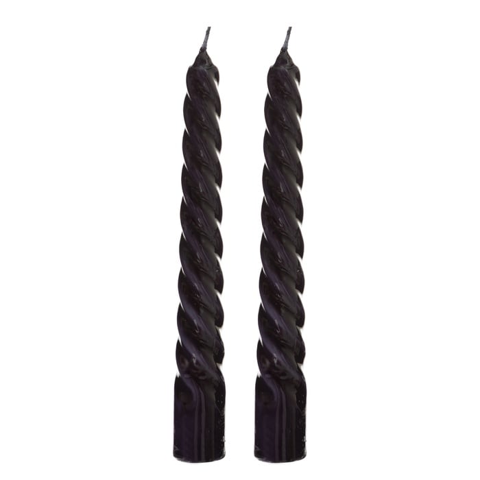 2Lİ BURGULU ŞAMDAN MUM SİYAH 18CM
