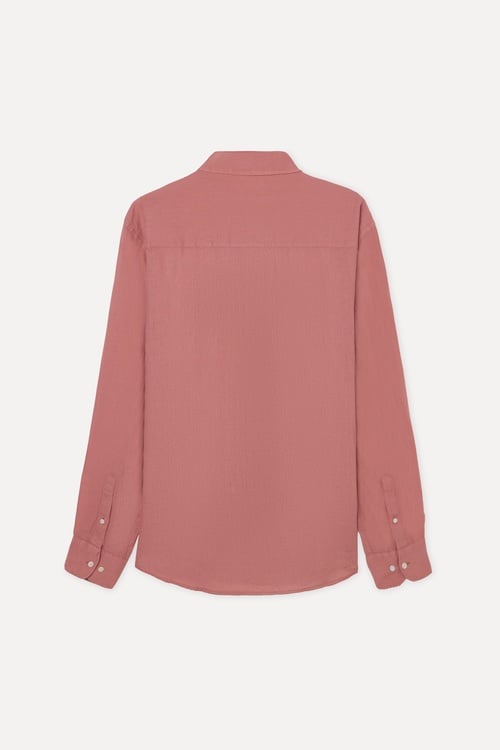  Erkek Pembe Regular Fit Uzun Kollu Keten Gömlek