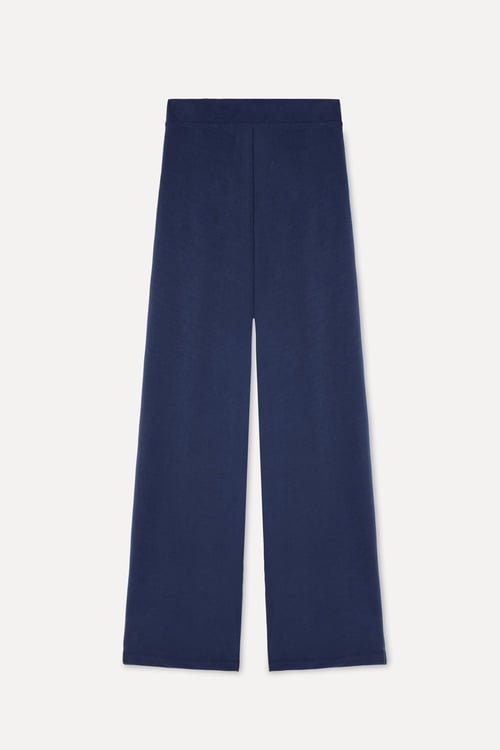 Kadın Lacivert Wide Leg Modal Karışımlı Pantolon
