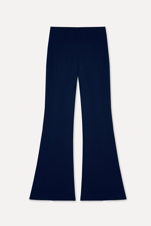 Kadın Lacivert Flare Fit Beli Lastikli Pantolon