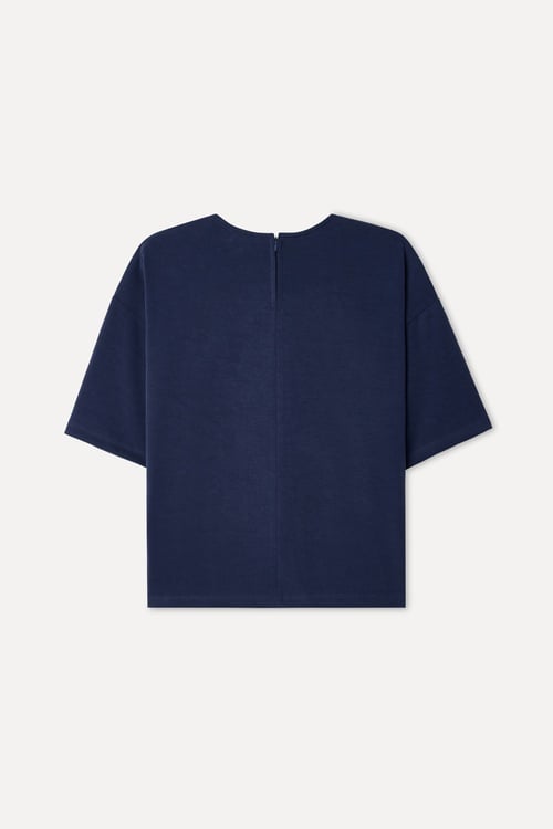 Kadın Lacivert Loose Fit Bisiklet Yaka Modal Karışımlı Sweatshirt