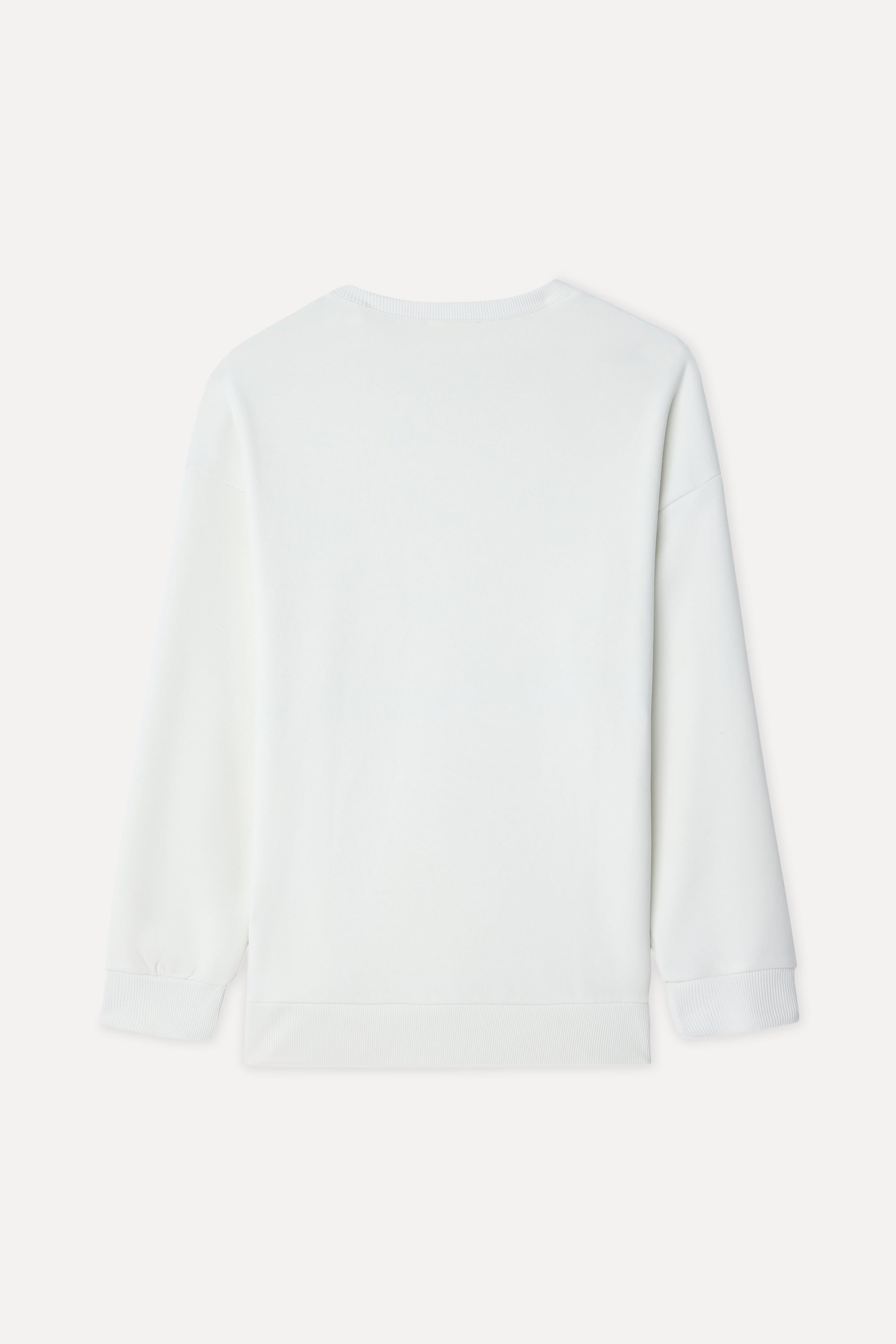Kadın Kırık Beyaz Düğme Detaylı Loose Fit Bisiklet Yaka Sweatshirt