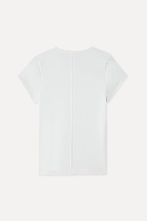 Kadın Kırık Beyaz Fitted V Yaka T-Shirt