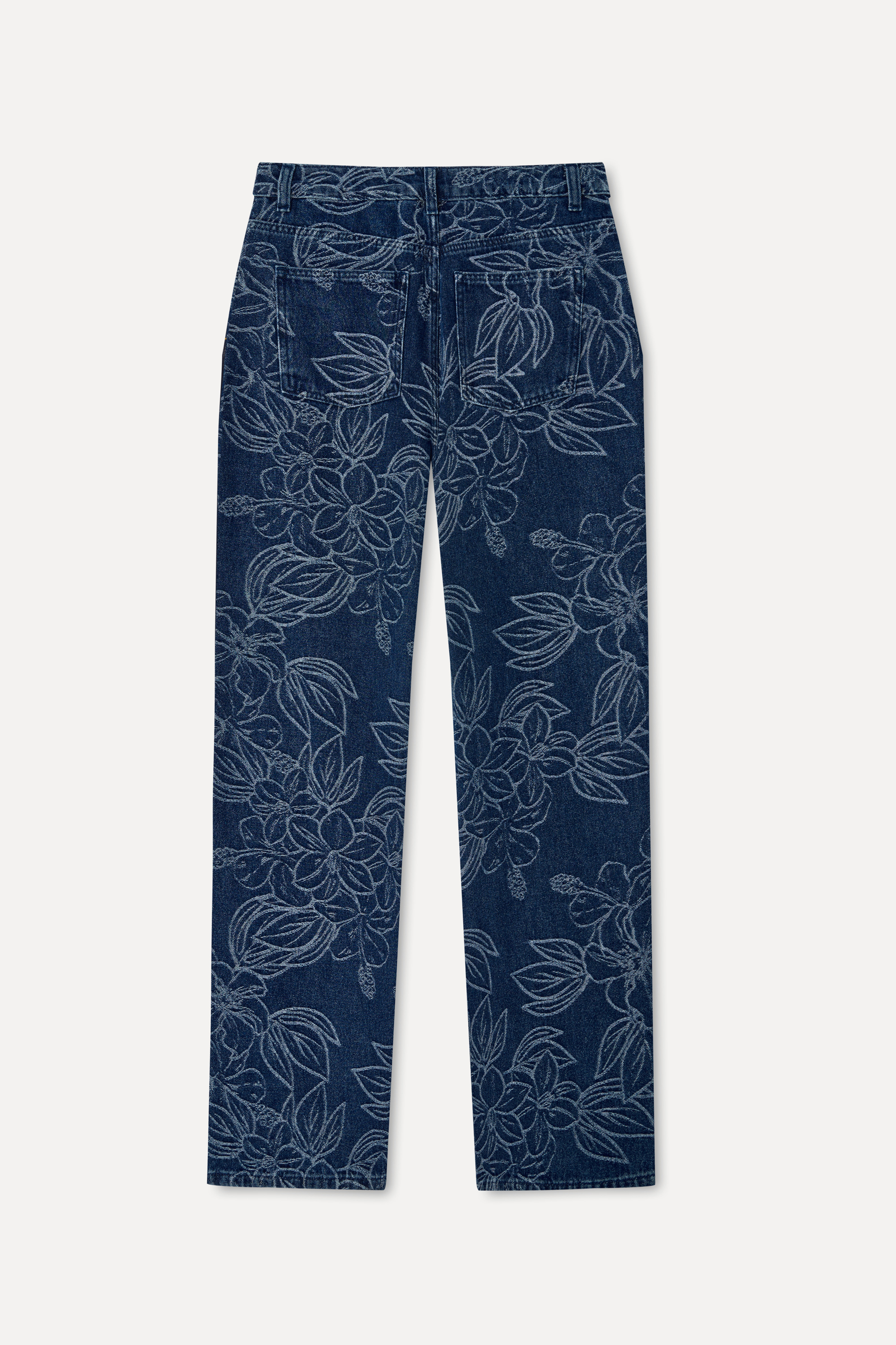 Kadın İndigo Jakarlı Straight Fit Jean Pantolon