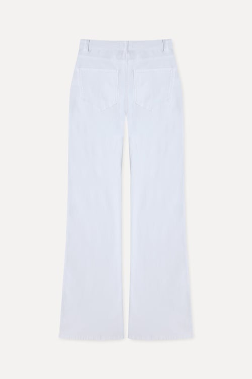  Kadın Kırık Beyaz Cep Detaylı Flare Fit Pantolon