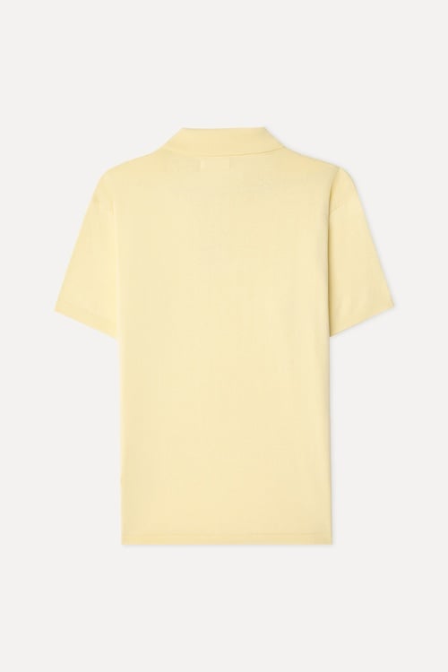 Erkek Sarı Comfort Fit Polo Yaka Kısa Kollu Triko Kazak
