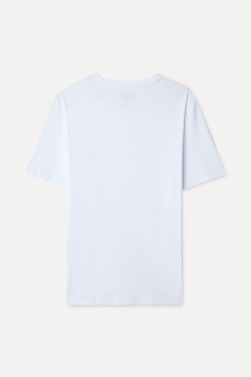 Erkek Beyaz Bisiklet Yaka T-Shirt