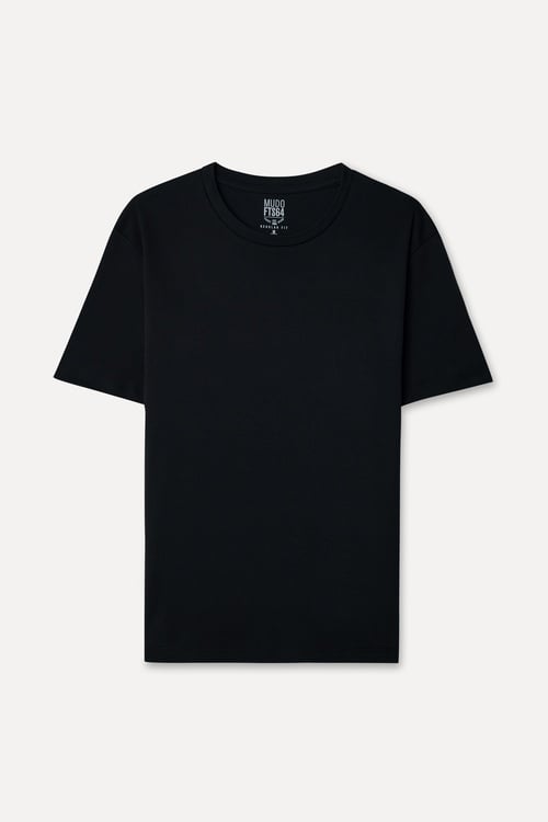 Erkek Siyah Bisiklet Yaka T-Shirt