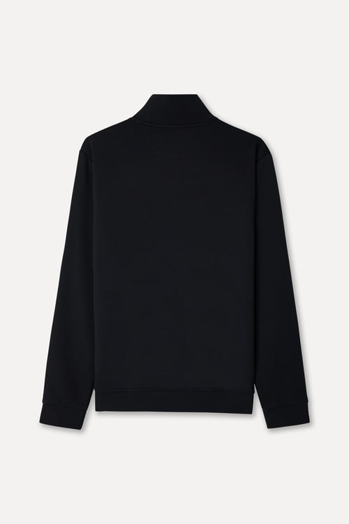 Erkek Siyah Fermuarlı Dik Yaka Sweatshirt