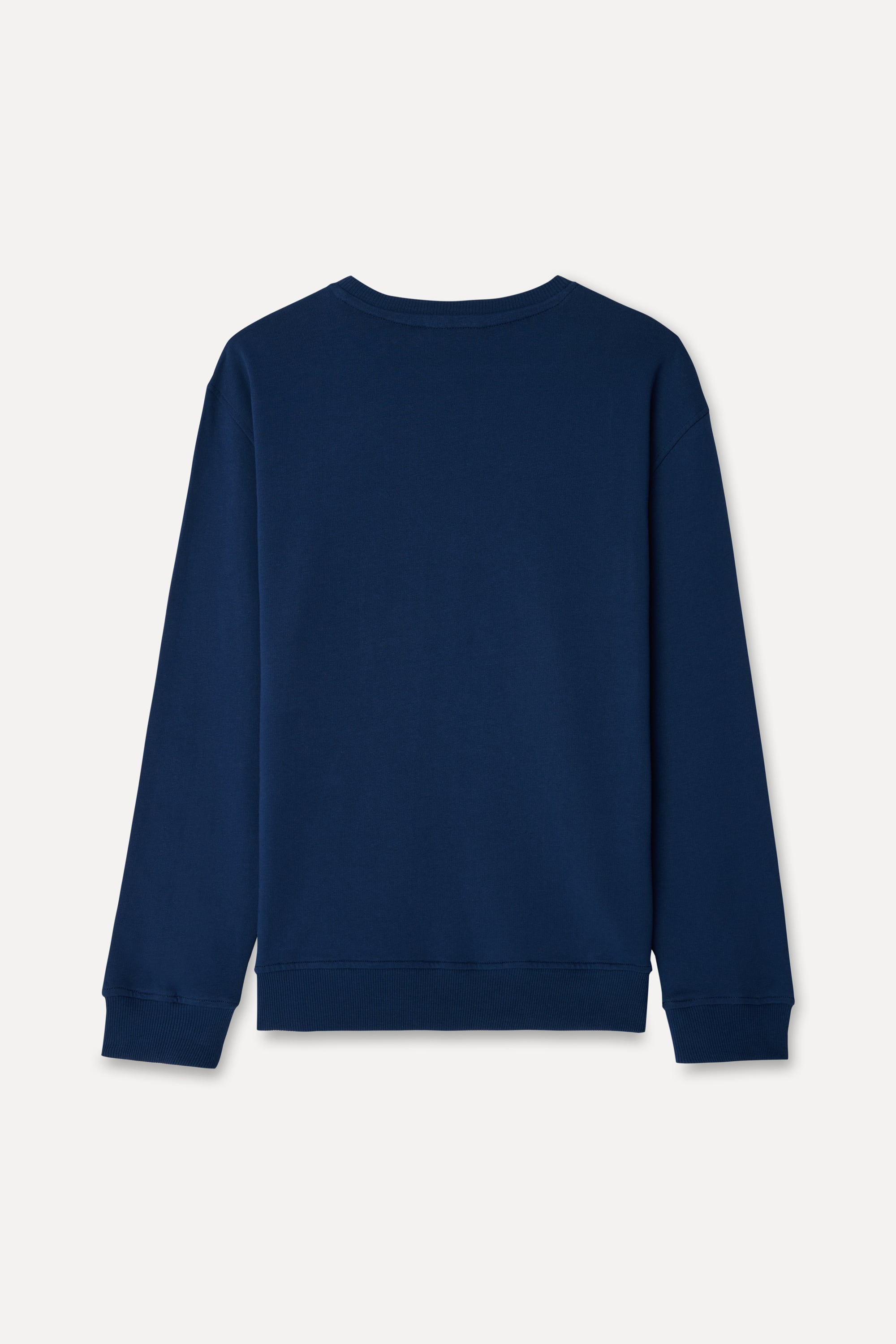 Erkek Lacivert Nakışlı Comfort Fit Bisiklet Yaka Sweatshirt