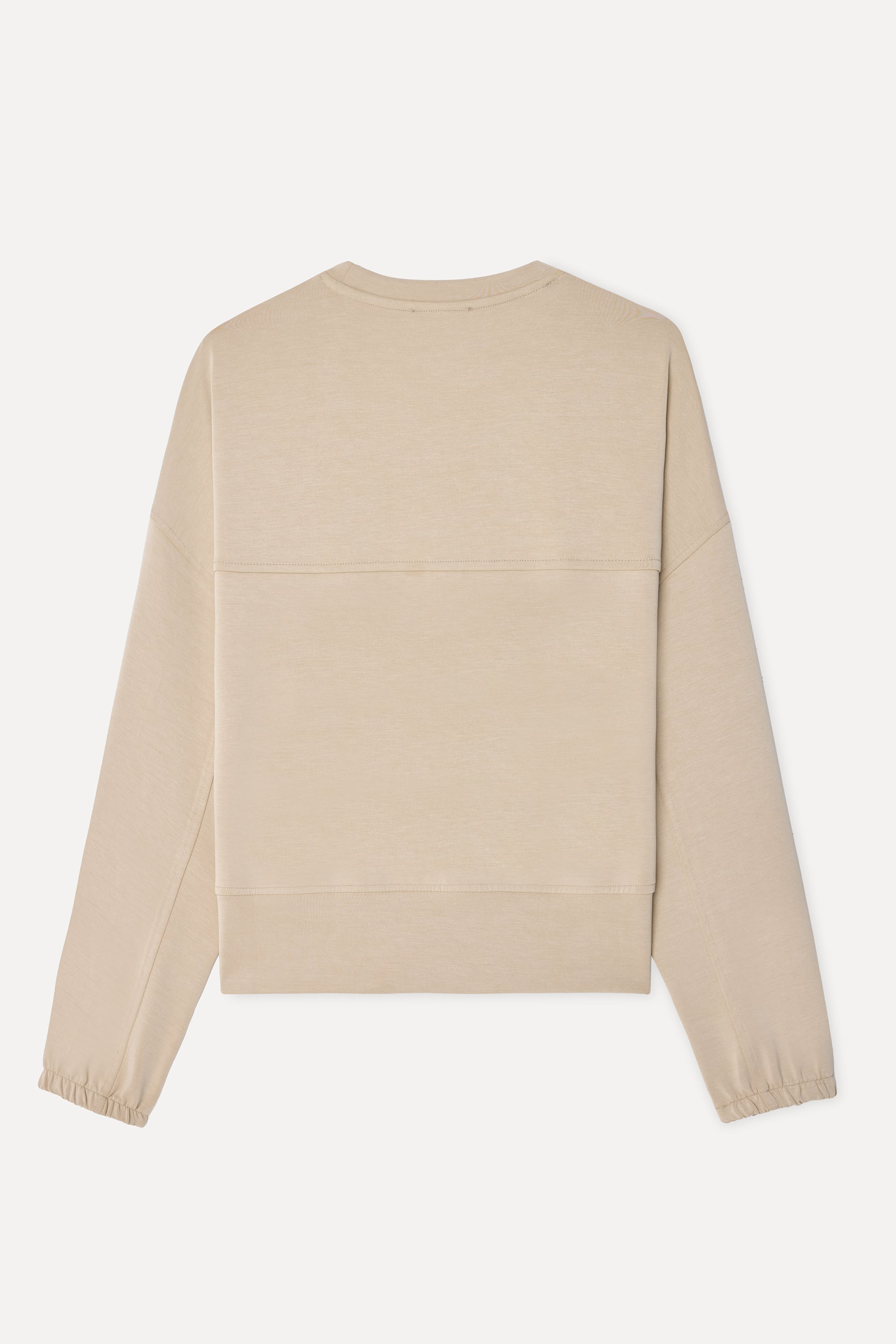 Kadın Bej Rengi Loose Fit Bisiklet Yaka Sweatshirt