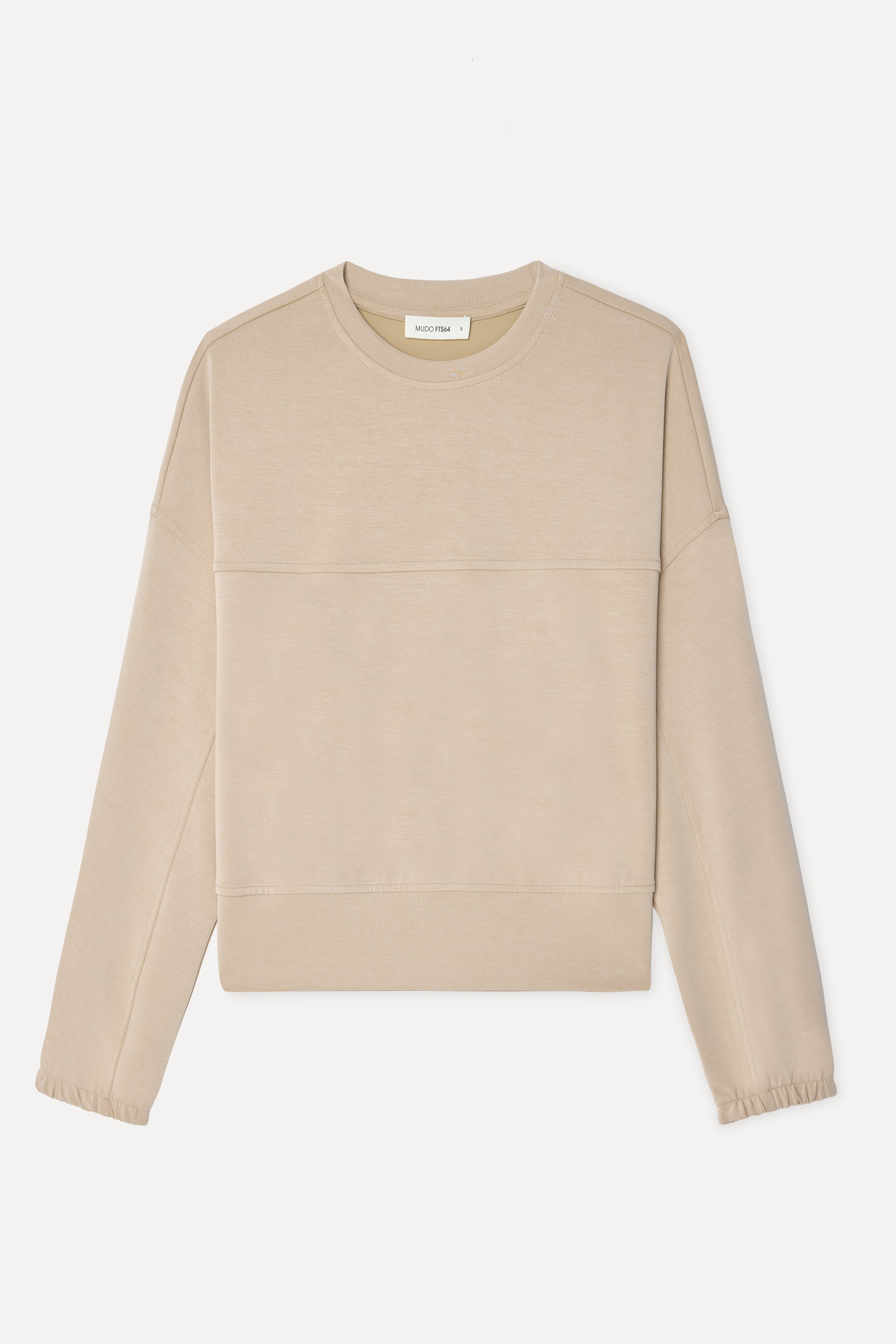Kadın Bej Rengi Loose Fit Bisiklet Yaka Sweatshirt