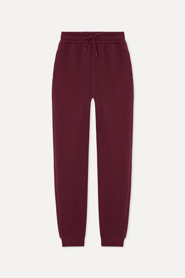Kadın Bordo Beli Lastijki Jogger Eşofman Altı