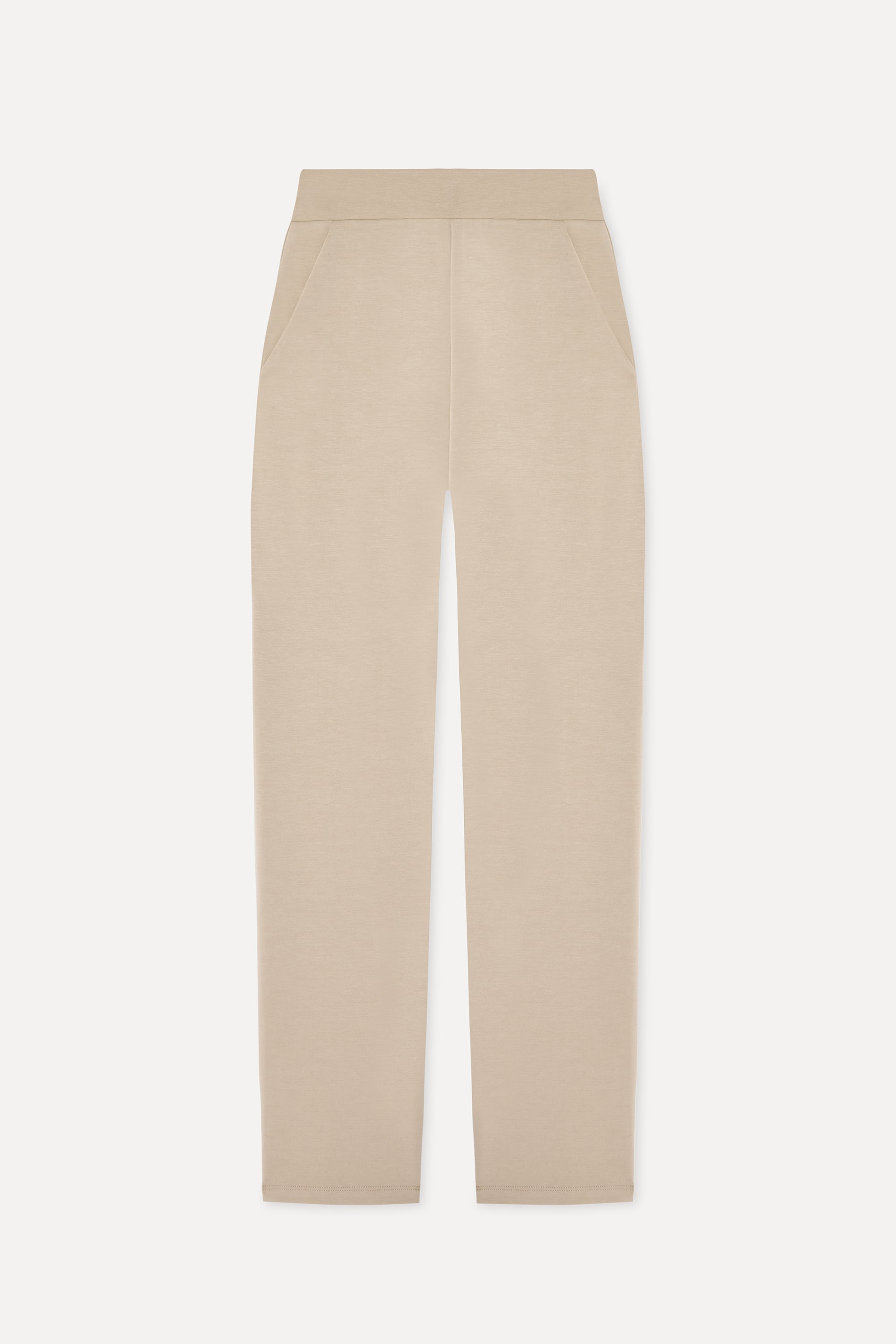 Kadın Bej Straight Fit Modal Karışımlı Pantolon