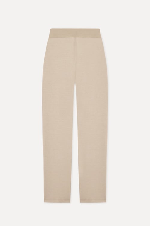  Kadın Bej Straight Fit Modal Karışımlı Pantolon