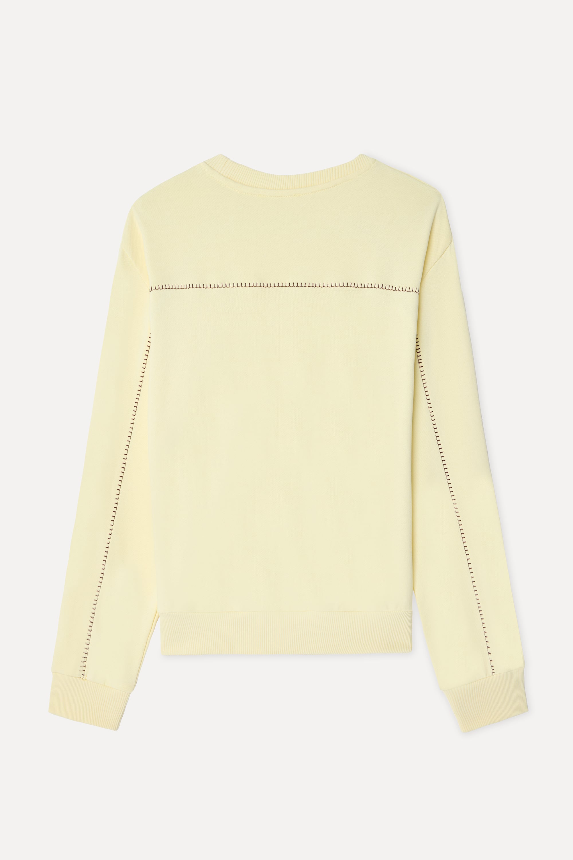 Kadın Sarı Loose Fit Bisiklet Yaka Sweatshirt