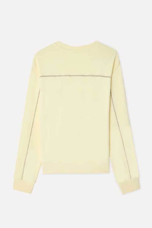 Kadın Sarı Loose Fit Bisiklet Yaka Sweatshirt