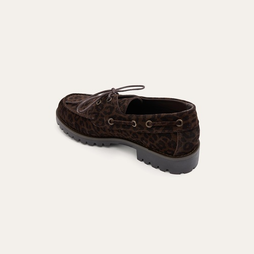 Kadın Kahverengi Desenli Bağcıklı Loafer Ayakkabı